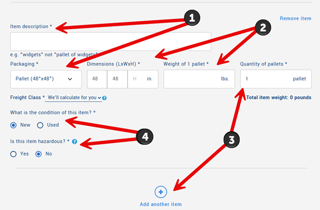 How to book an LTL shipment | Step 6: Shipment details